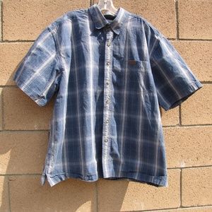Carhartt Shirt Mens Short Sleeve Blue Plaid XXL